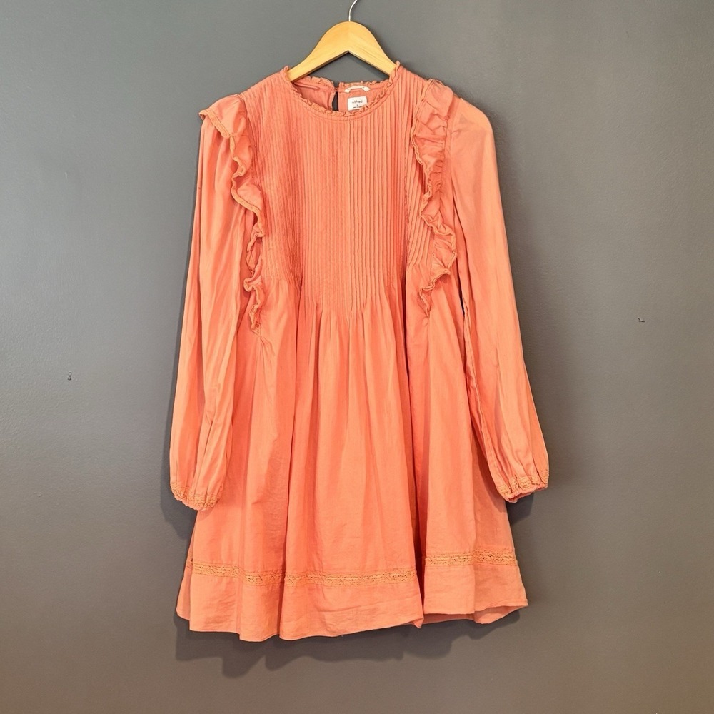 Aritzia Wilfred Dress Womens Small Pleated La Boheme Cottage Peasant Ruffle Flow
